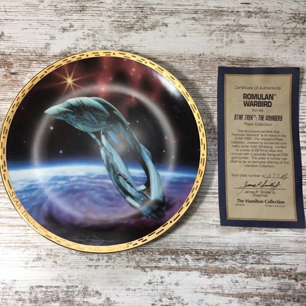 Star Trek Romulan Warbird Hamilton Plate The Voyagers 1994 COA